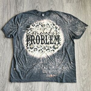 Somebody's Problem Cheetah Print Bleach Dyed Graphic Tee